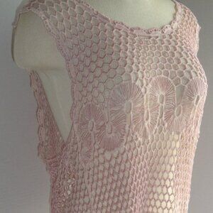 India Boutique Boho Fringed Crochet Tank or Cover Up One Size (M to L) NWT (A)